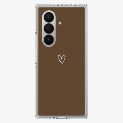 Brown Heart Samsung Z Fold Phone Case