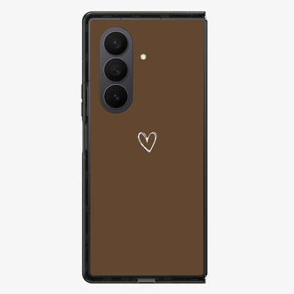 Brown Heart Samsung Z Fold Phone Case